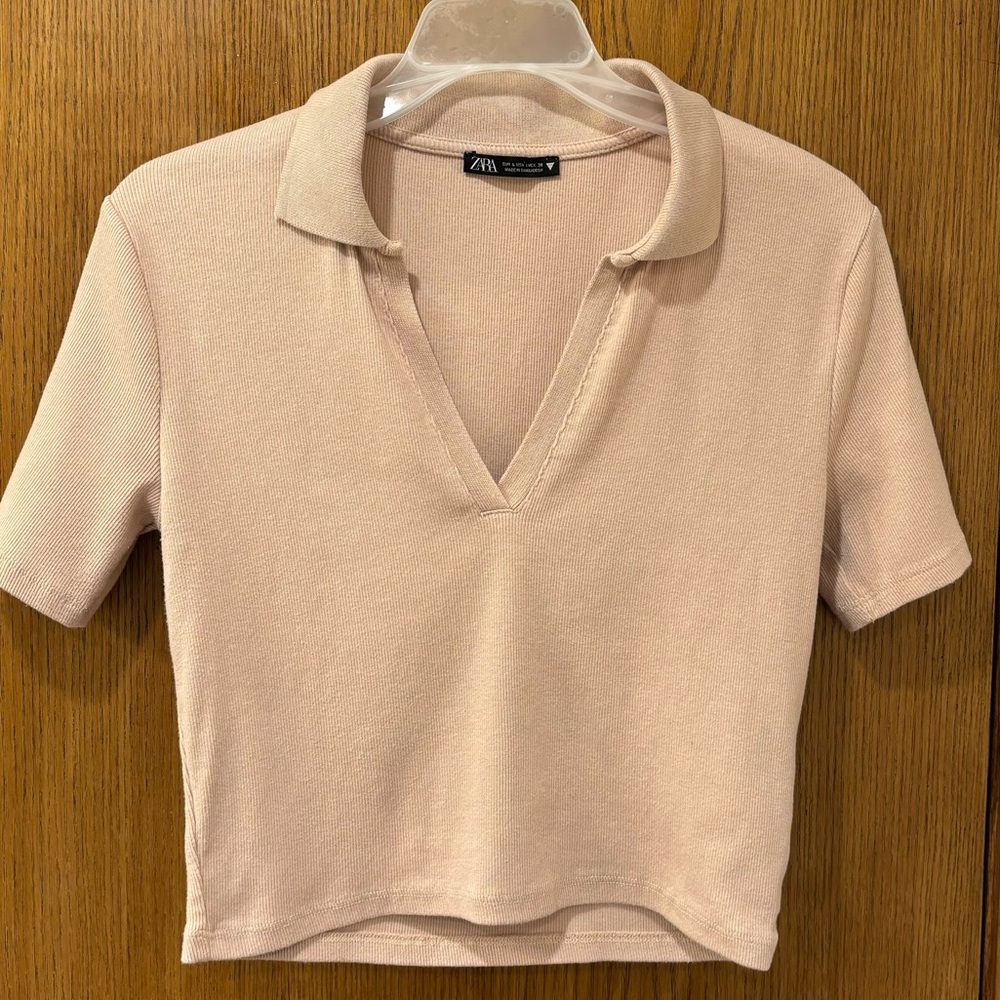 Fitted Zara collared crop top, large